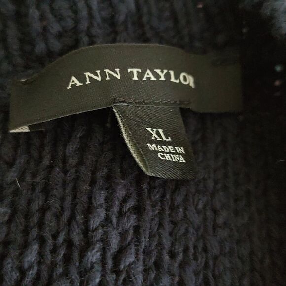 Ann Taylor Navy short sleeve cable knit sweater  Sz XL - Picture 5 of 5